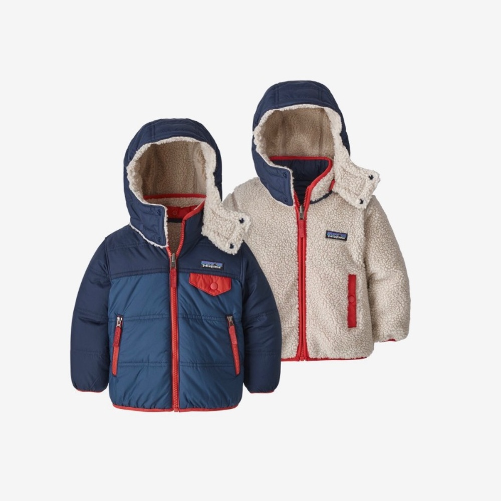 Baby reversible Patagonia coat in stone blue